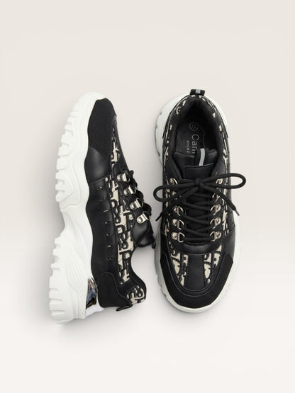 Chunky Monogram Sneakers – Svart